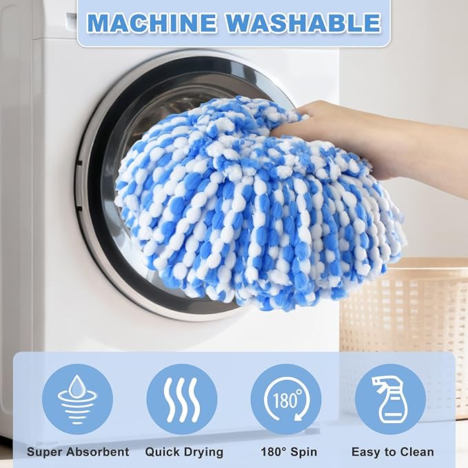 Mop Heads Replacements for O Ceda,Mop Replace Head for Ocedar Rinseclean 2 Tank,Microfiber Mop Refills,Include 3 Spin Mop Replacement Head 1 Scrub Brush 1 Mop Base Machine Washable & Easy to Replace