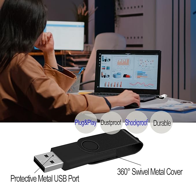 16GB USB Flash Drive 10 Pack JBOS 16 GB USB Drives Memory Stick Swivel 16G Thumb Drives 10pcs Gig Stick USB2.0 Pen Drive, 16 Gig UBS Flash Drive, Zip Drive, Jump Drive, USB Stick (Black + Blue)