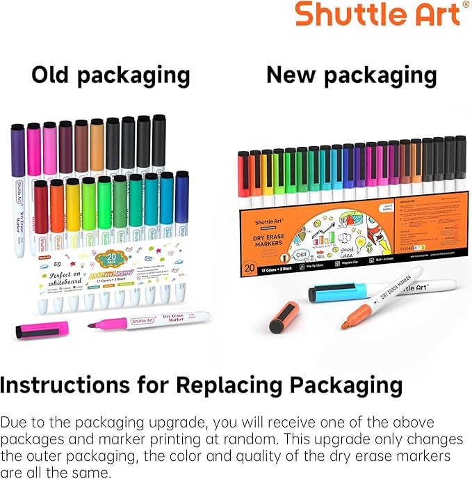 Shuttle Art Dry Erase Markers, 20 Pack 17 Colors Whiteboard Markers,Bundled with 3 Extra Black,Fine Tip Dry Erase Markers for Kids,Perfect for Writing on Dry-Erase Surfaces,School Office Supplies
