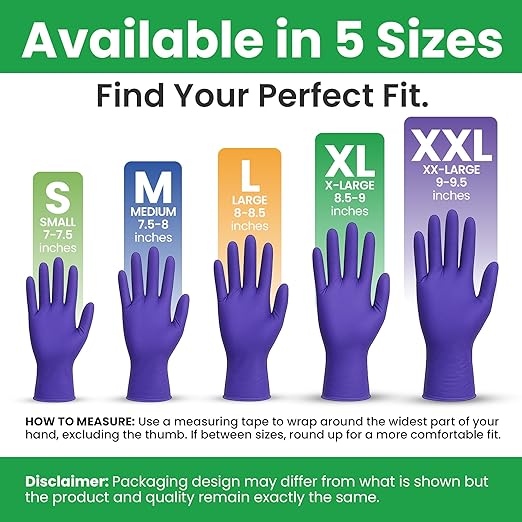 SafeWay Nitrile Gloves, 200 Ct, X-Large, Powder-Free, Latex-Free, All-Purpose, Professional Disposable Gloves with Textured Fingertips for Medical Use, Food Prep, Cleaning, Tattoo & More