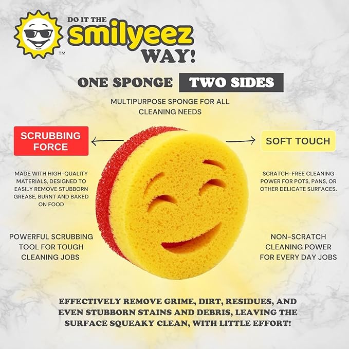 The Original Smiling Handle for Scrub Daddy (Reg. TM) Sponge and Scrub Moji Sponge - (Black Handle) & 3 Scrub Moji DUO's