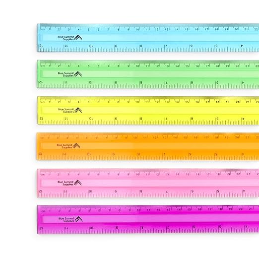 Blue Summit Supplies 30 Plastic Rulers Bulk for Classroom, Bulk Ruler 12 Inch for School, Home, or Office, Metric and Imperial, Clear Plastic Rulers 12 Inch, Assorted Colors