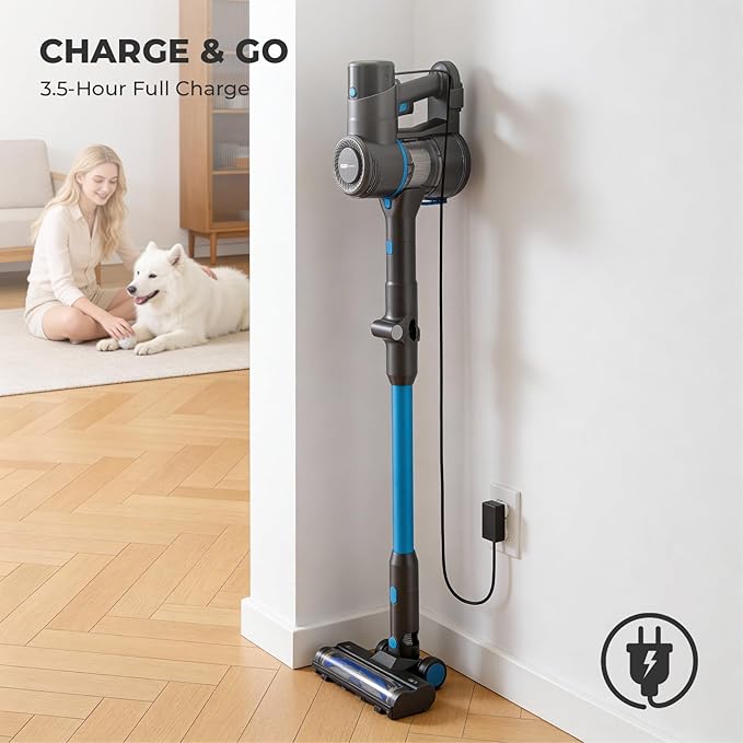 Apical Life Cordless Vacuum Cleaner, 23Kpa 300W Stick Vacuum with Foldable Tube, 45 Mins Runtime, LED Headlight, HEPA Filter, Wall-Mounted Storage, 3-in-1 for Carpet and Hard Floor