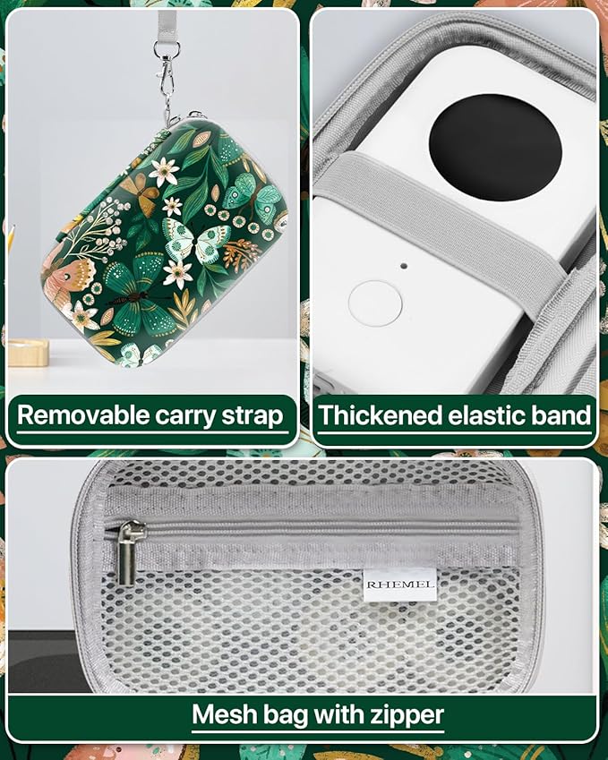 Label Maker Case, EVA Travel Case with Designed Pattern, Compatible with D30, P21, E10, D110 Label Makers (Box Only), Butterflies
