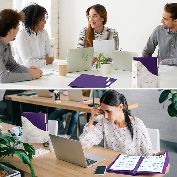 48 Pack Colored Plastic File Folders with Tabs and Sticky Labels Sturdy 1/3 Cut Tab Manila File Folders Letter Size 8. 5 x 11 Inch for Office Home Supplies Organizer Documents(Purple)