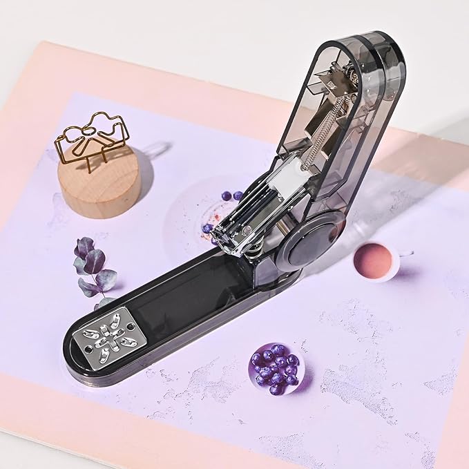 Temiary Swing-Arm Swivel Stapler with 400 Staples, 360 Degree Rotate Desktop Staplers for Booklet or Book Binding, 25 Sheet Capacity for Desk Classroom Office Supplies (Black)