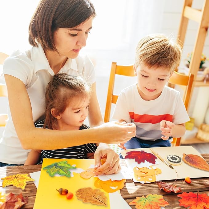 30 Pack 1200 Sheets Fall Maple Leaves Sticky Notes Colorful Autumn Leaves Self-Adhesive Notepads Thanksgiving Memo Pad Message Reminder for Office Home School Supplies