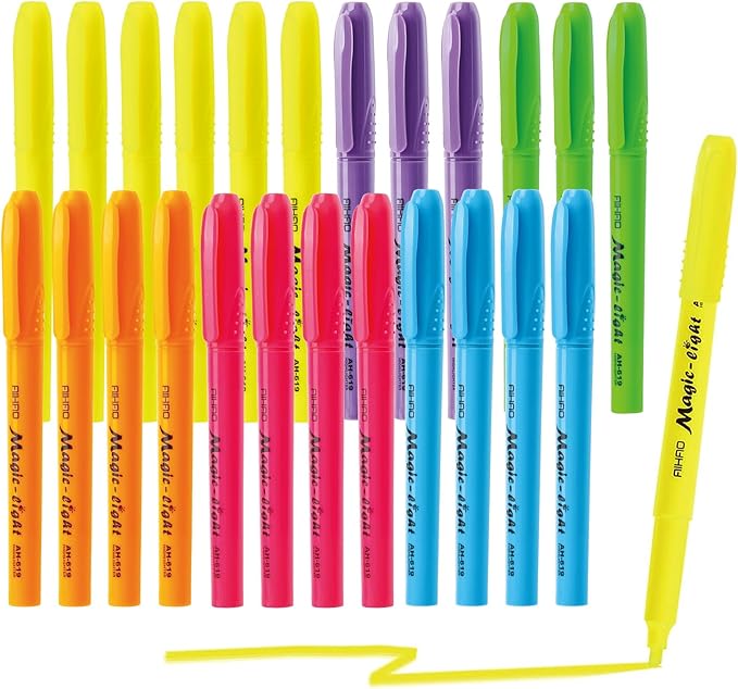 AIHAO Highlighters Assorted Colors, Chisel Tip Highlighter Pens, Pocket-Style, Assorted Ink Colors, 24 Pack