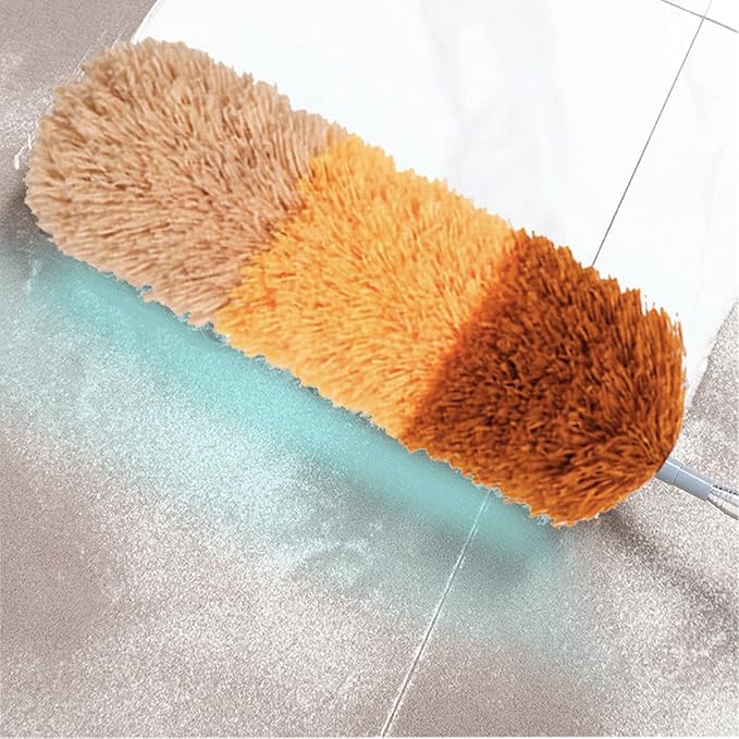 Extra-Long 100-Inch Telescoping Microfiber Feather Duster with Extension Pole, Bendable Microfiber Head Washable for Cleaning High Ceilings, Ceiling Fans, Furniture & Window Sills