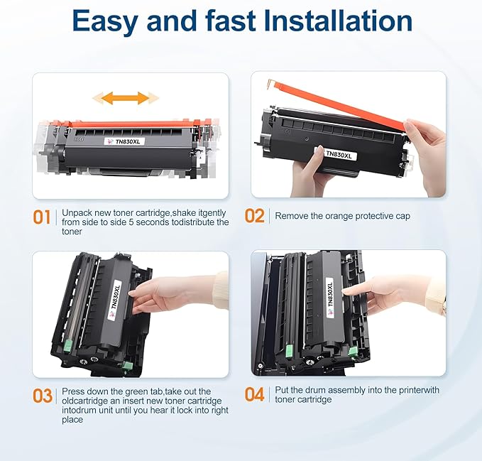 TN830XL Toner Cartridge Replacement for Brother TN830XL TN830 TN-830 TN830 XL TN-830XL Work with Brother HL-L2460DW DCP-L2640dw HL-L2405w HL-L2400D HL-L2480DW MFC-L2820DW Printer (1 Black)