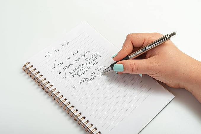 Zebra Pen G-402 Gel Pens 2-Pack, Black Ink, 0.5mm Fine Point, Stainless Steel Barrel, Comfortable Rubberized Grip, Secure Metal Clip, Shirt Pocket-Friendly (49212)