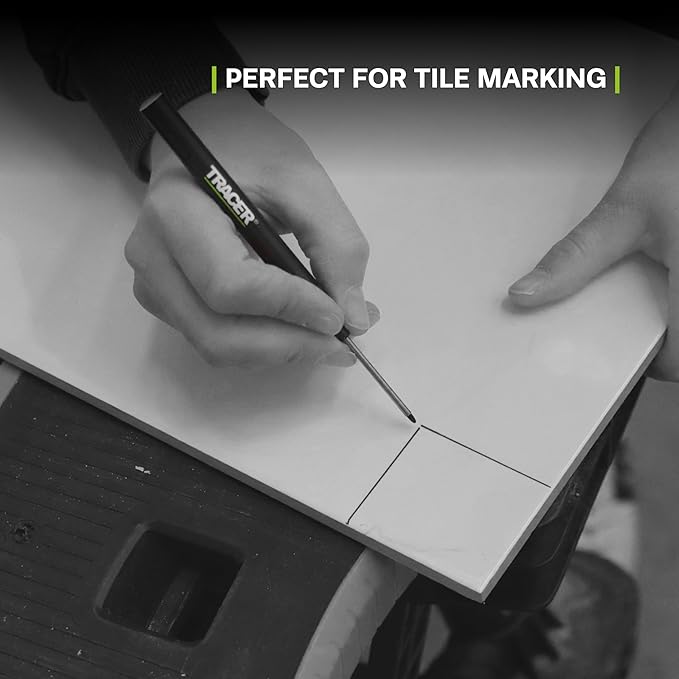 Tracer 40-50mm Long Nib Marker with Holster 2 Pack - Woodworking Tools - Deep Hole Work Pen For Wood, Plastic - Tile and Metal - Extended Nose Marking Pens Deep Nose Marker Carpenter Tools - ALNP2
