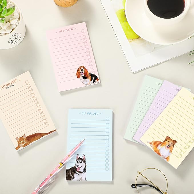 300 Sheets to Do List Notepad Daily Checklist Sticky Notes Cute Undated Memo Pad Color Block to Do Note Pad Weekly Plan Agenda and Organizer Planners for College(Dog Style,3.14 x 5.11 Inch)