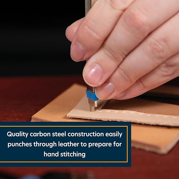 Weaver Leather Supply Diamond Leather Stitching Chisel Set, Precise 5mm Hole Punch, Color-Coded Hole Punch Set for Hand Sewing and Saddle Stitching