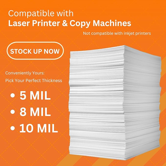 TerraSlate Waterproof Laser Printer Paper – 8 MIL 8.5"x14", 100 Sheets, White – Tear & Smudge Proof, Heavy-Duty for Outdoor Use, Ideal for Printing, Copying & More