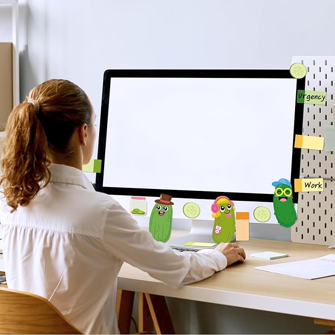 B1ykin Sticky Notes Set, Cartoon Theme Cute Self-Stick Notes Pad Teacher Appreciation Gifts， Self-Adhesive Writing Memo Pages Sticky to Do Notepad for Kids Employee School Office (Funny Pickles)