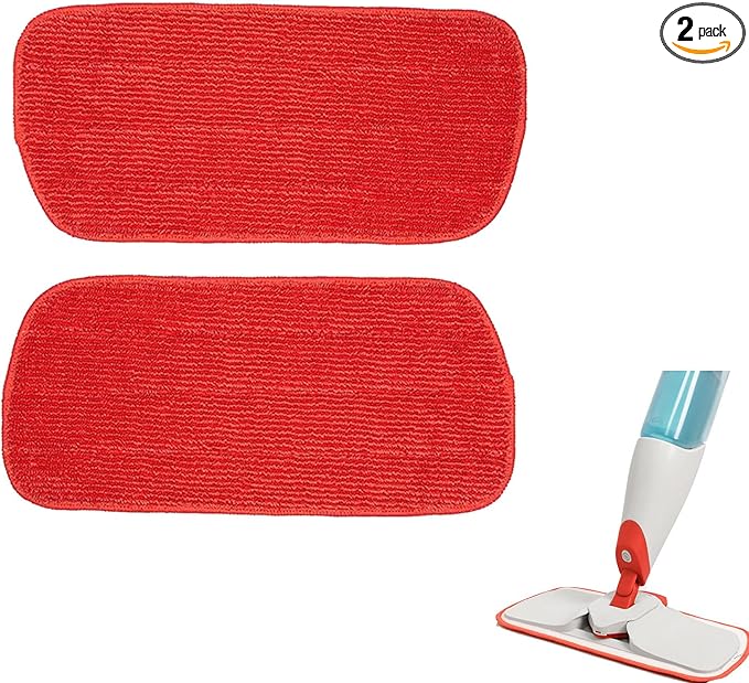 Rinakou 2 Pack Microfiber Reusable Replacement Mop Refill Mop Pads Compatile with OXO Good Grips Spray Mop,Dry ＆ Wet Mopping Cloth Refills for Floor Cleaning (Mop is Not Included) (2 Pack), Red