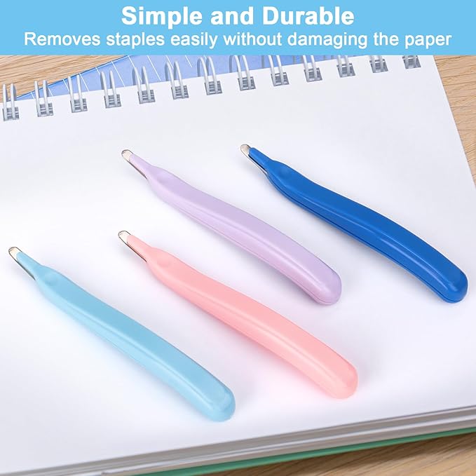 4 Pack Magnetic Staple Remover Tools, Professional Stapler Removers Staple Puller Remover for Classroom, Multicolored Stapler Remover Tool Staple Remover Stick for Home School Office (4 Colors)
