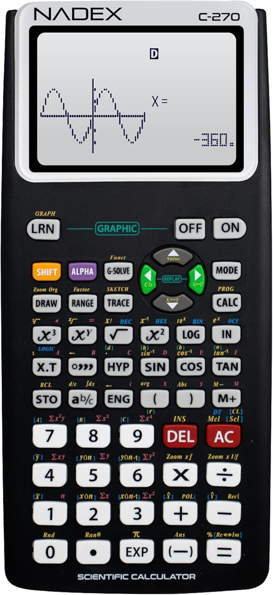 Scientific Calculator with Graph Functions for College and High School Students, Engineering, Advanced Mathematics, Calculus, Algebra, Geometery, Trigonometry, Statistics, Physics, Chemistry - Black