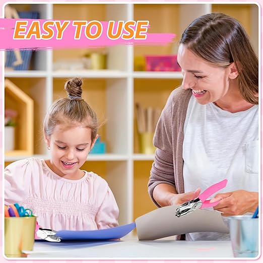 2-Pack Single Hole Punch Kit, Durable Stainless Steel Hole Punchers with 1/4" Heart & Round Punch, Perfect for Scrapbooking, Card Making & DIY Crafts