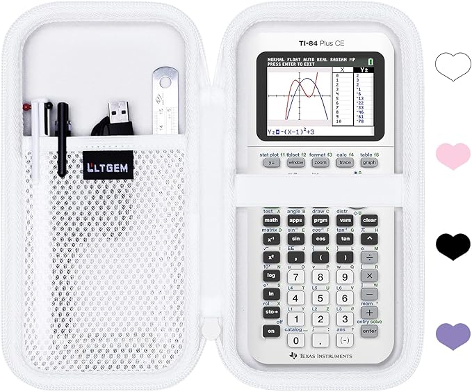 Hard Case Compatible with Texas Instruments TI-84 Plus CE/TI-84 Plus/TI-Nspire CX II CAS/TI-Nspire CX II/TI-83 Plus/TI-85 /TI-86 /TI30xs /TI36X Pro/TI 34 Color Graphing Calculator (White)
