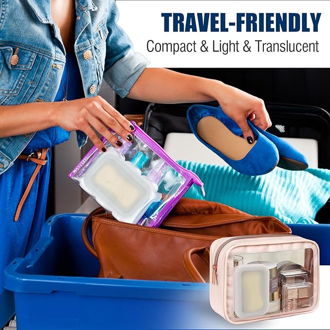 Compact Leakproof Travel Soap Case, Silicone Travel Soap Container, Portable Soap Box with Drainage Layer, Shatterproof Soap Holder for Bathroom, Gym (Blue)