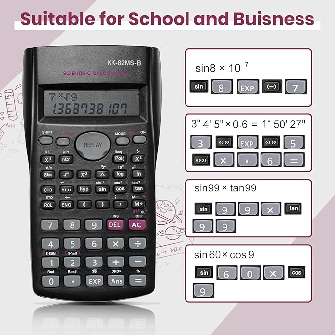 10 Pieces Scientific Calculator, 2 Line Engineering Calculator Function Calculator Math Calculator, Fraction Calculator, College Calculator for Student and Teacher