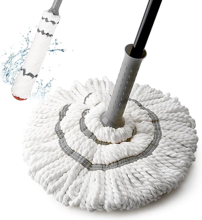 KeFanta Self-Wringing Twist Mops for Floor Cleaning, Microfiber Floor mop with 57 " Long Handle, Cotton Wet Mop for Hardwood Tile Kitchen Bathroom Patio Garage Commercial Household Clean