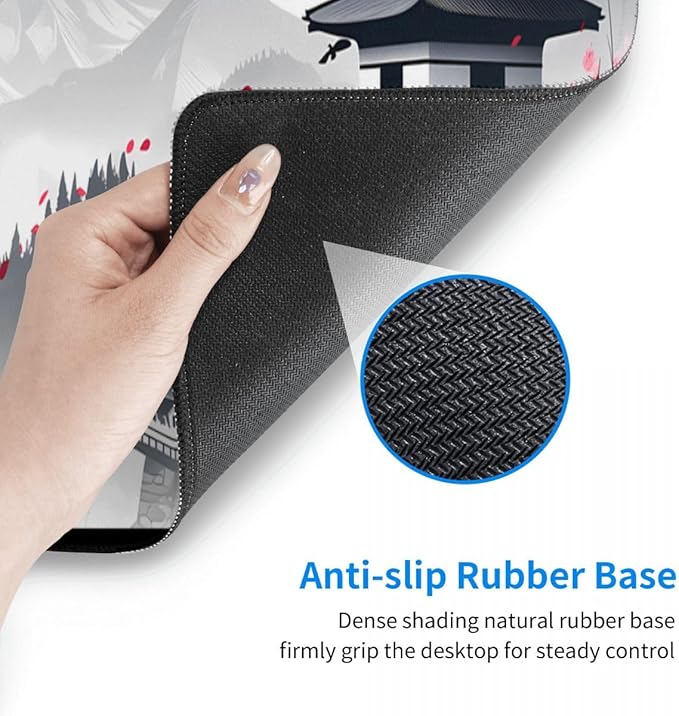 Desk Pad,Office Desk Mat 31.5"×11.8"Large Gaming Mouse Pad,Durable Extended Computer Mouse Pad,Waterproof Thick Big Mouse Pads with Non-Slip Rubber Base Office Home Japanese Castle Cherry