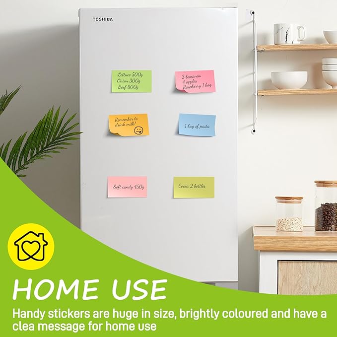 1920 Sheets 3 in x 5 in Large Sticky Notes, 76 x 127 mm 6 Pads Assorted Self-Stick Pads for Notebook,Office,School and Home,80 Sheets/Pad (24 Pads Brillant)