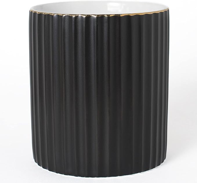 Pen Holder for Desk, Ceramic Pencil Cup Office Desk Organizer, Makeup Brush Holder, Black