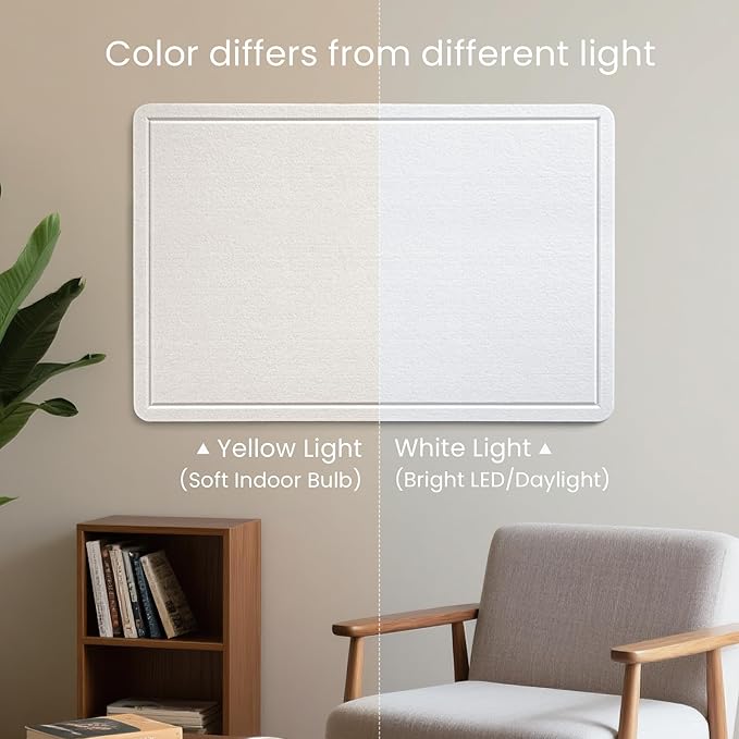 Large Bulletin Board - 48 x 36 Inches, Decorative Felt Pin Board for Wall - 4' x 3' Foldable Photo Display Board with Self-Adhesive Tape, Includes 20 Push Pins - White