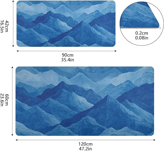 Mouse Pad Desk Mat Leather Desk Pad Large Gaming Desk Cover Protector Mat for Keyboard Computer Laptop Office Waterproof 35.4 x 16.5 Inch Blue California Mountains01