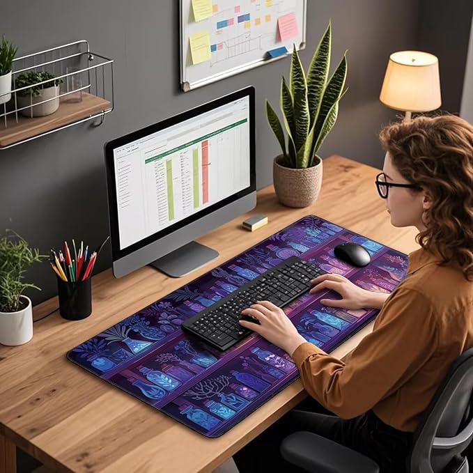 Mystical Potion Bottles Gaming Mouse Pad 31.5"x15.7"｜XXL Desk Mat, Non-Slip Rubber Base & Stitched Edges - Extended Waterproof Mousepad for PC/Laptop/Office/Home Decor