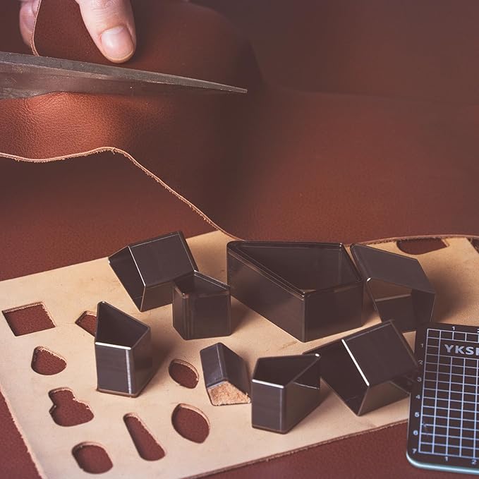 Leather Hole Cutter Set, 9 Sizes Diamond Shaped Cutting Dies Cutter Tools 20 25 30 35 40 45 50 55 60mm, Leather Cutter Hollow Hole Punch Tool Kit for DIY Leathercrafts