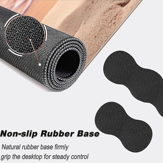 Keyboard Mouse Pad Set,Large Mouse Pad+Keyboard Wrist Rest+Wrist Support+Coaster,31.5x11.8in Extended Desk Mat for Computer Laptop Office Home-Sandy Beach Shell