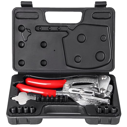 Heavy Duty Hole Punch Tool Set - NiQinWuKin Metal Hole Punch Professional Heavy Duty Hole Puncher Hand 3/32in to 9/32in for Aluminum, Brass, and Steel Sheet Metal and More with Storage Box (Red)