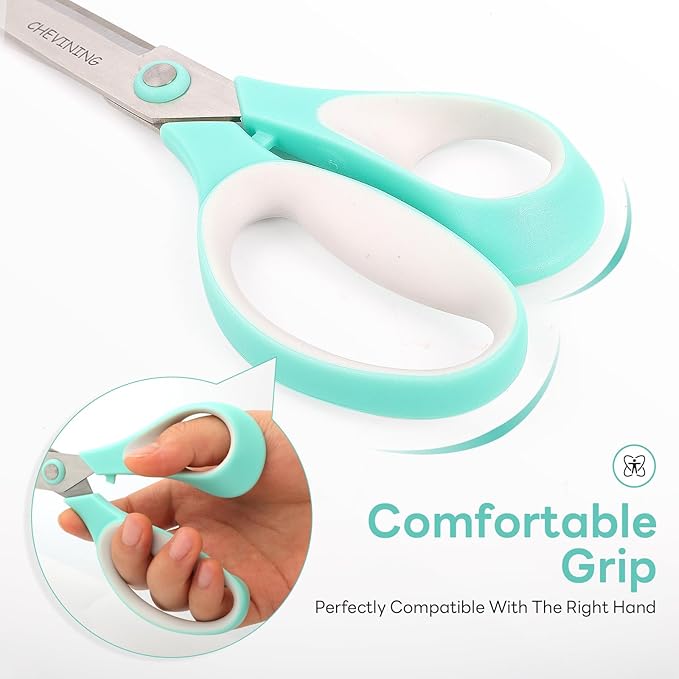 7"8"Scissors All Purpose 2 Pack Comfort Grip Craft Scissors for Office, Home, School, Sewing & Art Supplies(Green & Red)