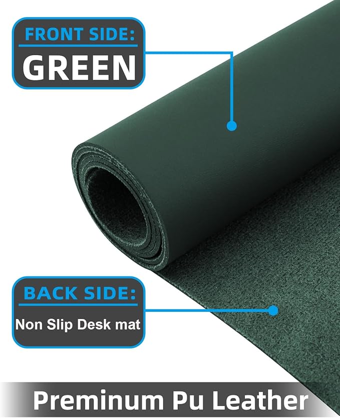 Extra Large Desk mat, Leather Desk Pad Protector,Office Desk Mat,Mouse Pad, Non-Slip Desk Blotter, Laptop Desk Pad, Waterproof Desk Writing Pad for Office&Home (Dark Green, 55" x 17")