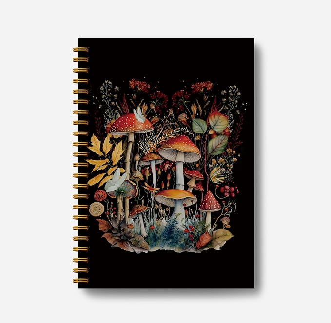 Mushroom Spiral Journal Notebook - Mushroom Notebook 5.5×8.3, Mushroom Gifts Notebook Journal, Mushroom Gifts for Women, 164 Pages