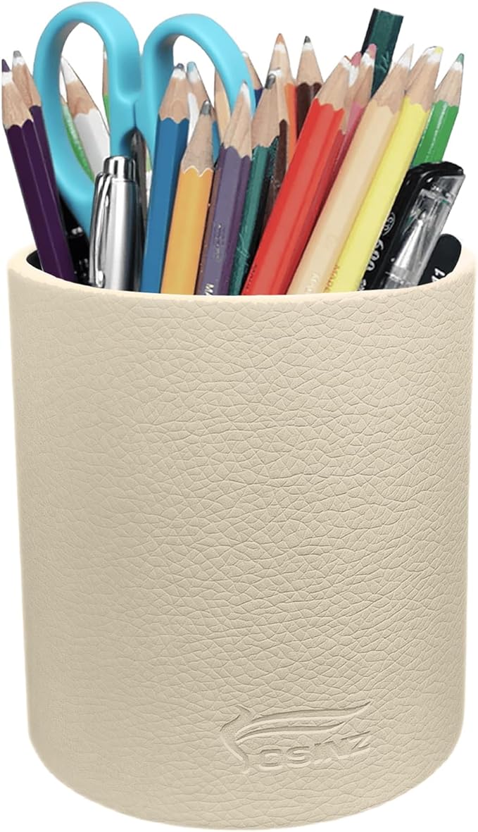 Pen Pencil Holder Cup Container PU Leather Desk Organizer Stand Decor Brush Scissor Holder Decoration Office Desk Home School