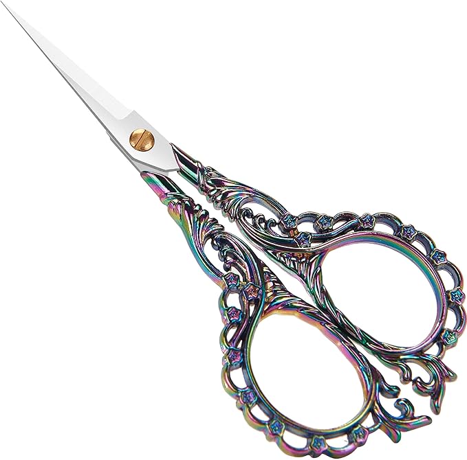 4.7 INCH,Embroidery Scissors Small Sewing Scissors With Cover,Sharp pointed tip,Travel Scissors In A Pouch,Stainless Steel Crochet Scissors for Craft Art Work Color Titanium.
