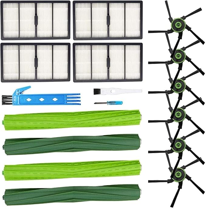 Theresa Hay Replacement Parts Fit for iRobot Roomba s9 (9150) s9+ (9550) s Series Wi-Fi Connected Robot Vacuum Kits (2 Rubber Brushes, 4 Filters, 6 Side Brushes)