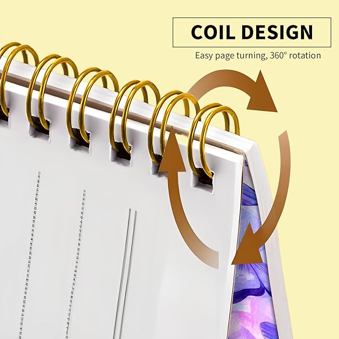 Spiral Journal Notebook, Hardcover Lined Journal for Women, Medium 6 x 8.4 in, 120 Pages Thick Paper, College Ruled Notebook for Writing, Work, Office, and School,Blue Purple Butterfly