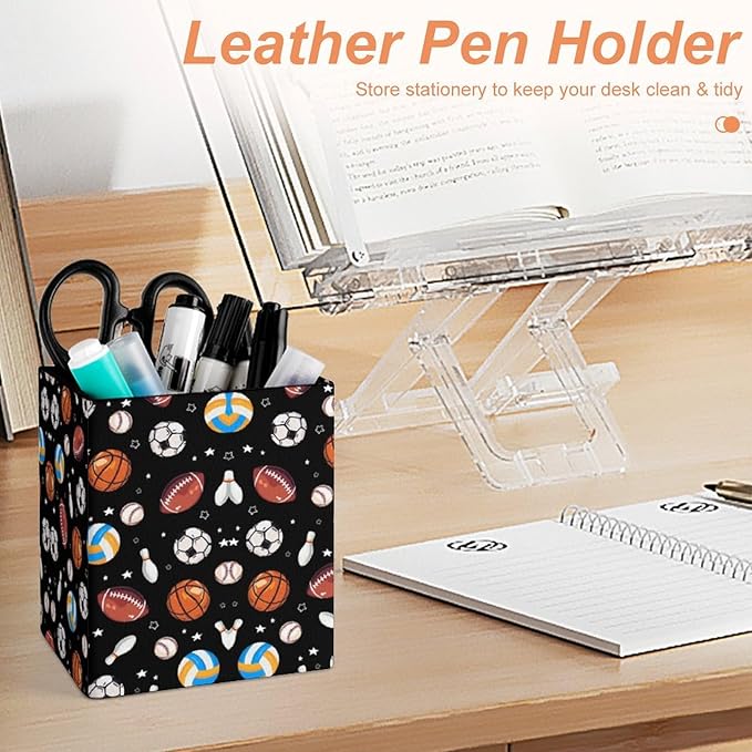Square Pen Holder & Pencil Organizer for Desk - Office Storage Organizer, Markers/Makeup Brushes/Scissors Holder, Compact Desk Decor Accessories for Home Classroom School(Balls)
