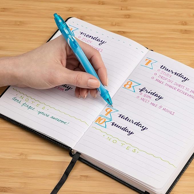 BIC Gelocity Quick Dry Assorted Colors Gel Pens, Medium Point (0.7mm), Retractable Colored Pens with Comfortable Grip, Pack of 8