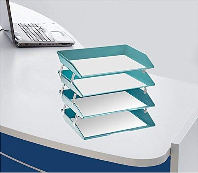Acrimet Facility 4 Tier Letter Tray, Side Load, Letter Size/A4, Desktop File Organizer, Plastic (Solid Green)