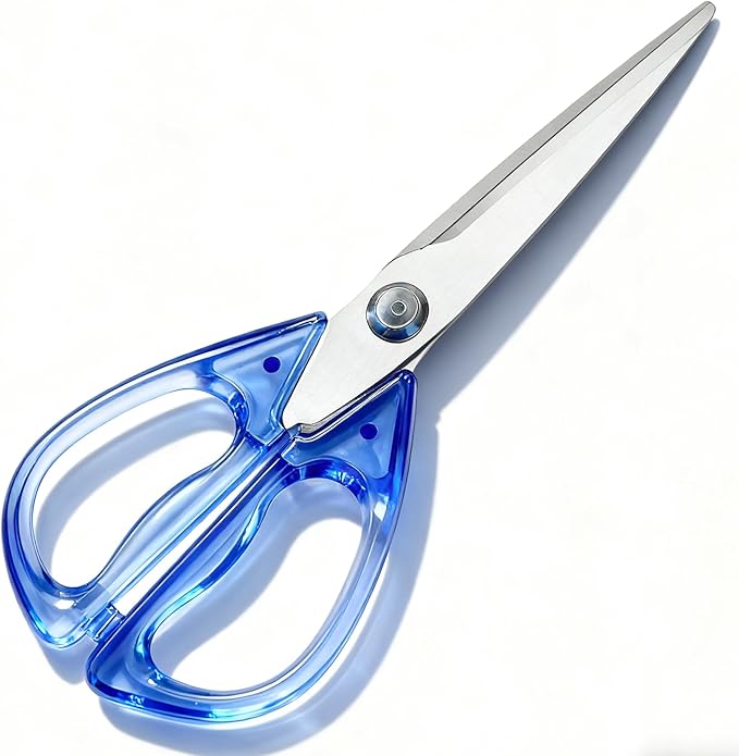 8.0inch Kitchen Shears, Sharp Stainless Steel Meat & Poultry Scissors, Transparent Blue Acrylic Handle, All Purpose Utility Cooking Scissors for Kitchen/BBQ/Home/Office