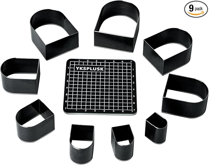 Leather Hole Cutter Tools Set, 9 Pieces Horseshoe Shape Punch Tools 20 25 30 35 40 45 50 55 60mm, High Carbon Steel Leather Cutting Dies - Leather Hole Punch Tool Kit for DIY Leathercrafts