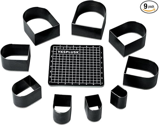Leather Hole Cutter Tools Set, 9 Pieces Horseshoe Shape Punch Tools 20 25 30 35 40 45 50 55 60mm, High Carbon Steel Leather Cutting Dies - Leather Hole Punch Tool Kit for DIY Leathercrafts